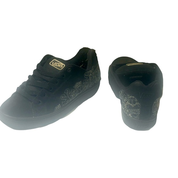 Vans Excellent Condition Black Silver Detailing Leather Upper Women’s Size 9 - Picture 4 of 13